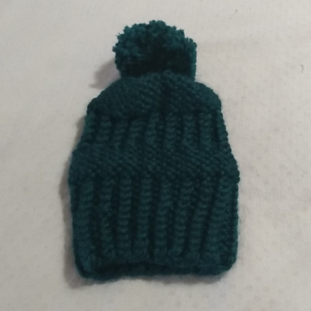 Handknit teal green winter hat